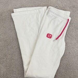 Low Rise EDIKTED Joggers in White with Pink Details